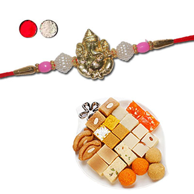 "Designer Fancy Rakhi - FR- 8340 A (Single Rakhi),  500gms of Assorted Sweets - Click here to View more details about this Product